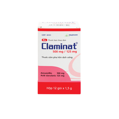 Thuốc bột pha hỗn dịch uống Claminat IMP 500mg/62.5mg điều trị nhiễm khuẩn (12 gói)