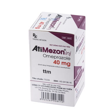 Thuốc Atimezon Inj 40mg hỗ trợ điều trị viêm loét dạ dày, tá tràng hiệu quả (Hộp 3 lọ)