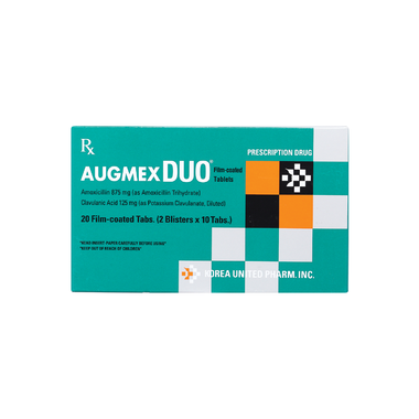 Thuốc Augmex Duo 1g hỗ trợ điều trị viêm phế quản, viêm bàng quang (Hộp 20 viên)
