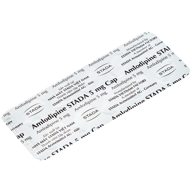 Thuốc Amlodipine Stada 5mg Cap điều trị tăng huyết áp, đau thắt ngực (3 vỉ x 10 viên)