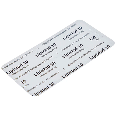 Viên nén Lipistad 10mg hỗ trợ điều trị tăng cholesterol máu (Hộp 10 viên)