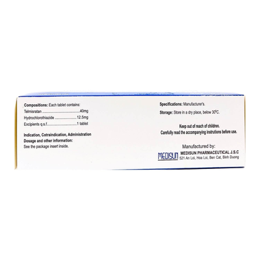 Thuốc Telzid 40/12.5 Medisun điều trị tăng huyết áp (6 vỉ x 10 viên)