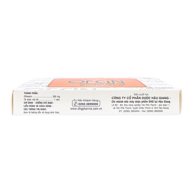 Thuốc Ofcin 200mg DHG điều trị nhiễm khuẩn do vi khuẩn nhạy cảm  (2 vỉ x 10 viên)
