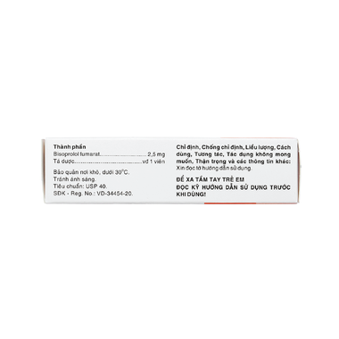 Thuốc Bihasal 2.5mg hỗ trợ điều trị tăng huyết áp, đau thắt ngực, suy tim (Hộp 50 viên)