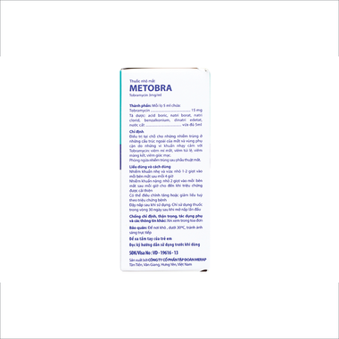Thuốc nhỏ mắt Metobra 3mg/ml Merap điều trị nhiễm trùng nhãn khoa (5ml)