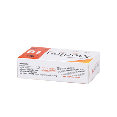 Thuốc Medlon 16 DHG Pharma chống viêm, giảm miễn dịch trong viêm khớp, lupus ban đỏ (3 vỉ x 10 viên)