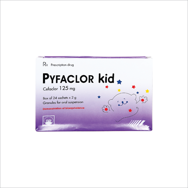Thuốc cốm Pyfaclor 125mg điều trị các nhiễm khuẩn đường hô hấp, đường tiết niệu (24 gói x 2g)