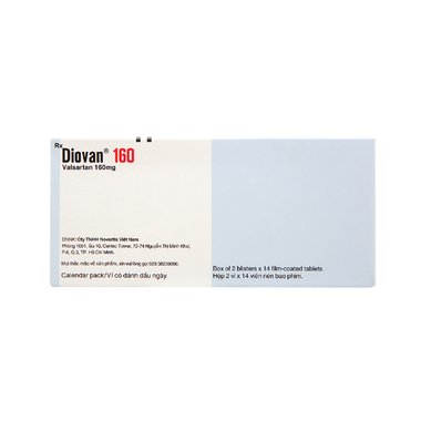 Thuốc Diovan 160 Novartis điều trị bệnh tăng huyết áp, suy tim (2 vỉ x 14 viên)