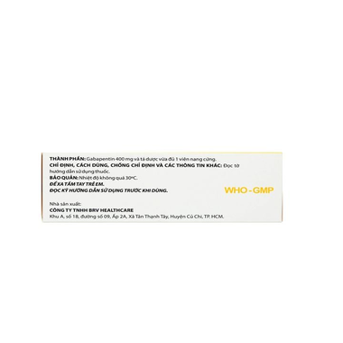 Thuốc Galamento 400mg BV điều trị động kinh, đau thần kinh (5 vỉ x 10 viên)