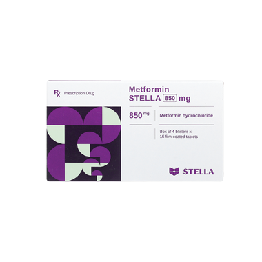 Viên nén Metformin 850mg điều trị bệnh đái tháo đường (4 vỉ x 15 viên)