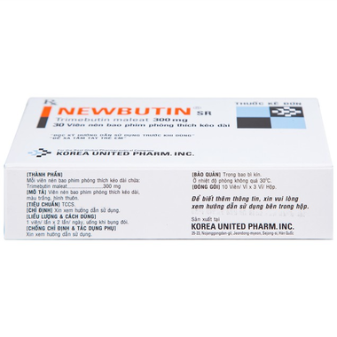 Viên nén Newbutin SR 300mg Korea United điều trị trào ngược dạ dày - thực quản (3 vỉ x 10 viên)