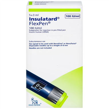 Bút tiêm Insulatard FlexPen 100IU/ml điều trị bệnh đái tháo đường (5 cây)