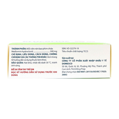 Thuốc Glucofine 500mg Domesco điều trị đái tháo đường tuýp 2 (5 vỉ x 10 viên)