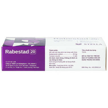 Thuốc Rabestad 20 điều trị trào ngược dạ dày, thực quản (3 vỉ x 10 viên)