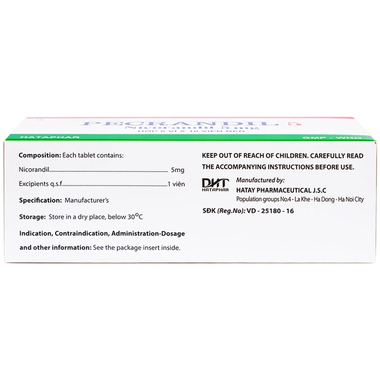 Thuốc Pecrandil 5mg ngăn ngừa và điều trị lâu dài đau thắt ngực (6 vỉ x 10 viên)