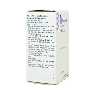 Dung dịch tiêm Lantus 100units/ml hỗ trợ điều trị đái tháo đường ( Lọ 10ml)