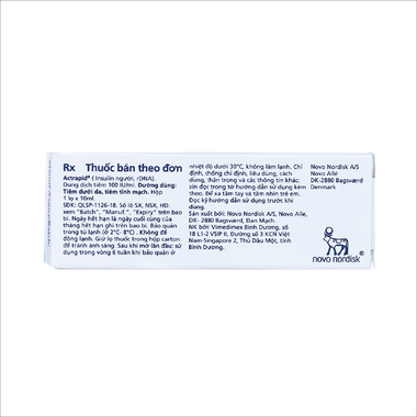 Thuốc tiêm Actrapid 100 IU/ml Novo điều trị bệnh tiểu đường (10ml)