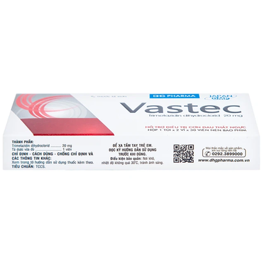 Thuốc Vastec 20MG điều trị đau thắt ngực ổn định ( hộp 2 vỉ x 30 viên)