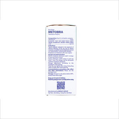 Thuốc nhỏ mắt Metobra 3mg/ml Merap điều trị nhiễm trùng nhãn khoa (5ml)