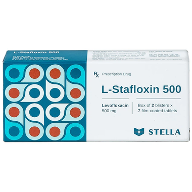 Viên nén L-Stafloxin 500 Stella điều trị nhiễm khuẩn (2 vỉ x 7 viên)