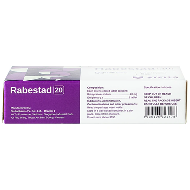 Thuốc Rabestad 20 điều trị trào ngược dạ dày, thực quản (3 vỉ x 10 viên)