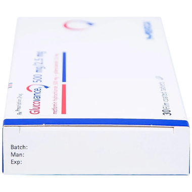 Thuốc Glucovance 500mg/2.5 mg điều trị tiểu đường tuýp 2 (2 vỉ x 15 viên)