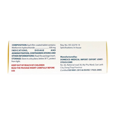 Thuốc Glucofine 500mg Domesco điều trị đái tháo đường tuýp 2 (5 vỉ x 10 viên)
