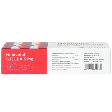 Thuốc Nebivolol 5mg điều trị tăng huyết áp (3 vỉ x 10 viên)