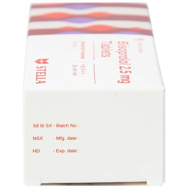 Thuốc Bisoprolol 2.5mg Stella hỗ trợ điều trị tăng huyết áp, đau thắt ngực mạn tính ổn định (Hộp 3 vỉ x 10 viên)