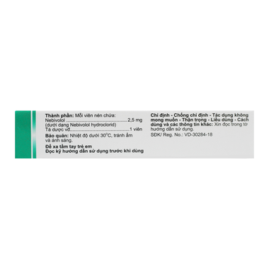 Thuốc Nicarlol 2,5mg điều trị tăng huyết áp, tim mạch (3 vỉ x 10 viên)