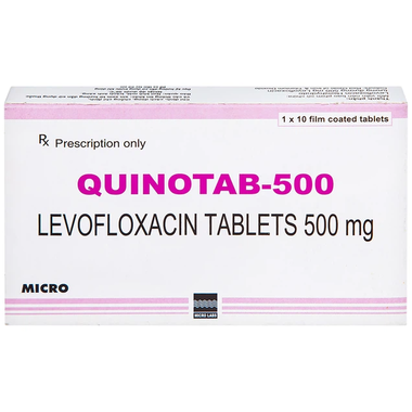 Thuốc Quinotab 500mg điều trị các chứng nhiễm trùng (1 vỉ x 10 viên)