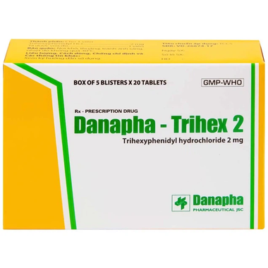 Thuốc Danapha - Trihex 2 Điều Trị Hỗ Trợ Hội Chứng Parkinson, Giảm Hội Chứng Ngoại Tháp (Hộp 5 Vỉ X 20 Viên)