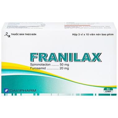 Thuốc lợi tiểu Franilax điều trị phù, tăng huyết áp (3 vỉ x 10 viên)