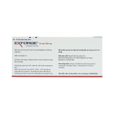 Thuốc Exforge 10mg/160mg Novartis điều trị tăng huyết áp vô căn (2 vỉ x 14 viên)