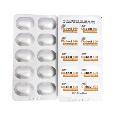 Thuốc Clabact 500 điều trị nhiễm khuẩn (2 vỉ x 10 viên)