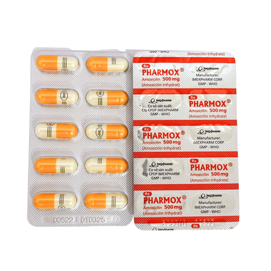 Thuốc Pharmox 500mg điều trị các trường hợp nhiễm khuẩn (10 vỉ x 10 viên)
