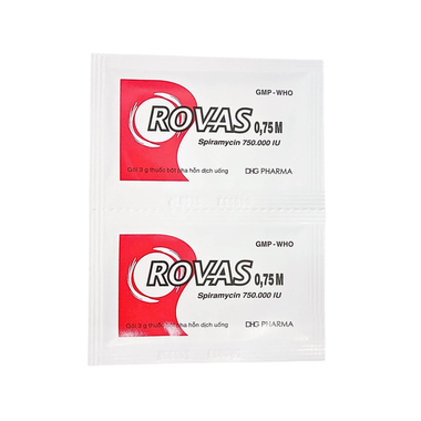 Bột pha hỗn dịch uống Rovas 0.75M DHG điều trị nhiễm khuẩn hô hấp, da (24 gói x 3g)
