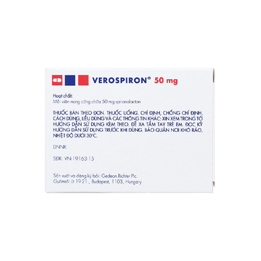 Thuốc Verospiron 50mg  điều trị phù, tăng huyết áp (3 vỉ x 10 viên)