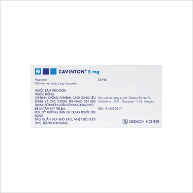 Thuốc Cavinton 5mg Gedeon giảm các triệu chứng tâm thần (2 vỉ x 25 viên)