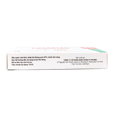 Viên nén Losartan 50mg TV.PHARM điều trị tăng huyết áp (3 vỉ x 10 viên)