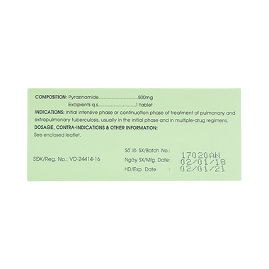 Thuốc Pyrazinamide 500mg Mekophar điều trị bệnh lao phổi (10 vỉ x 10 viên)