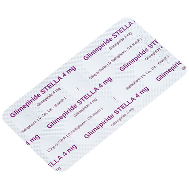 Thuốc Glimepiride Stella 4mg hỗ trợ điều trị đái tháo đường tuýp 2 (3 vỉ x 10 viên)