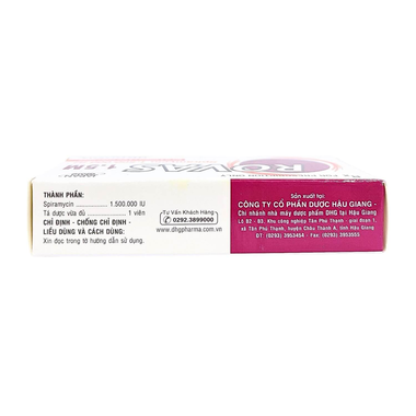Thuốc Rovas 1.5M IU DHG điều trị nhiễm khuẩn đường hô hấp, da (2 vỉ x 8 viên)