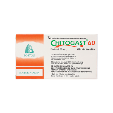 Thuốc Chitogast 60 Boston điều trị triệu chứng các bệnh viêm xương khớp cấp và mạn tính (3 vỉ x 10 viên)