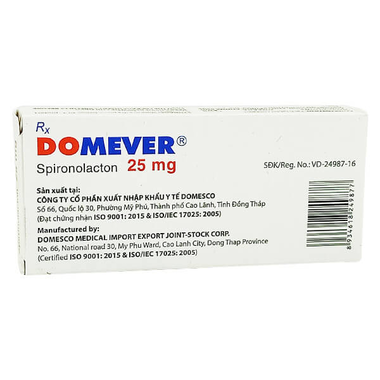 Thuốc Domever 25mg Domesco điều trị suy tim sung huyết (2 vỉ x 10 viên)