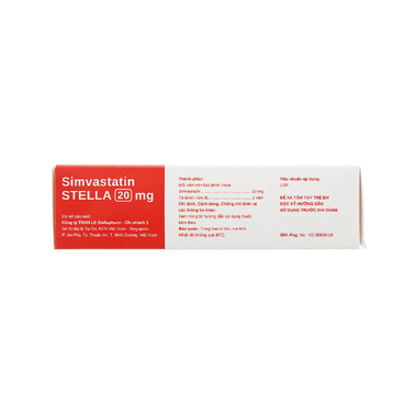 Thuốc trị rối loạn mỡ máu Simvastatin Stella 20mg (3 vỉ x 10 viên)