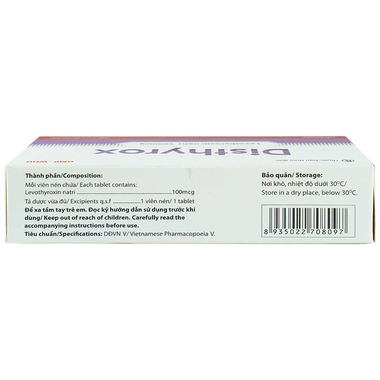 Thuốc Disthyrox 100mcg điều trị thay thế hoặc bổ sung cho hội chứng suy giáp (5 vỉ x 20 viên)
