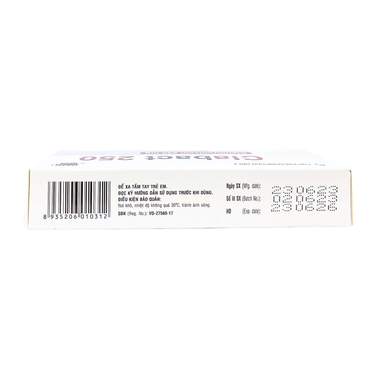 Thuốc Clabact 250mg điều trị nhiễm khuẩn đường hô hấp (2 vỉ x 10 viên)
