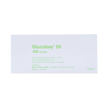 Thuốc Glucobay 50 điều trị kết hợp chế độ ăn kiêng cho bệnh nhân đái tháo đường (10 vỉ x 10 viên)