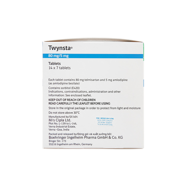 Thuốc Twynsta 80mg/5mg điều trị tăng huyết áp (14 vỉ x 7 viên)